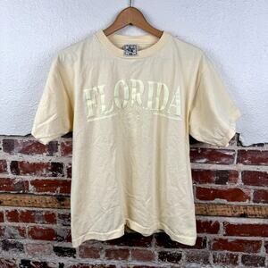 Vintage Florida Shirt Sz Medium Yellow Single Stitch Sun Vacation Travel USA 90s